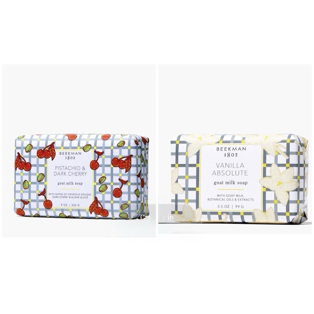 Beekman 1802 Goat Milk Soap Bars Pistachio Dark‎ Cherry & Vanilla 3.5oz Set New